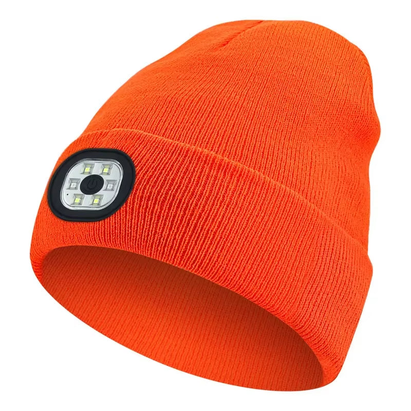 GlowGear™ LED Beanie Hat: USB Rechargeable Winter Headlamp Cap for Warmth & Hands-Free Light